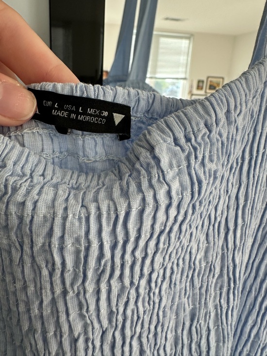 Zara smocked sleeveless maxi light blue dress size L used - Picture 3 of 4